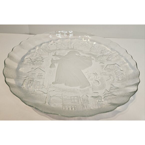 Vintage Crystal Clear Studios Style #312/156 Santa Claus 13 inch Glass Platter - Picture 6 of 8